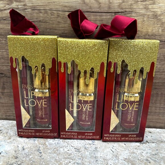 Lot of 3 Paris Hilton Lippy Love Matte Liquid Lipstick Lip Liner Kit New - Picture 1 of 9